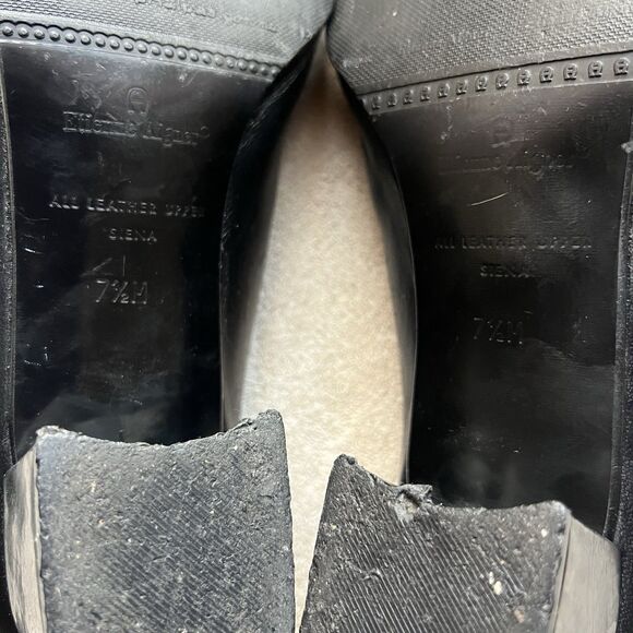 Etienne Aigner Siena Black Leather & Patent Leather Cap Toe Block Heel Pump 7.5 - Picture 11 of 16